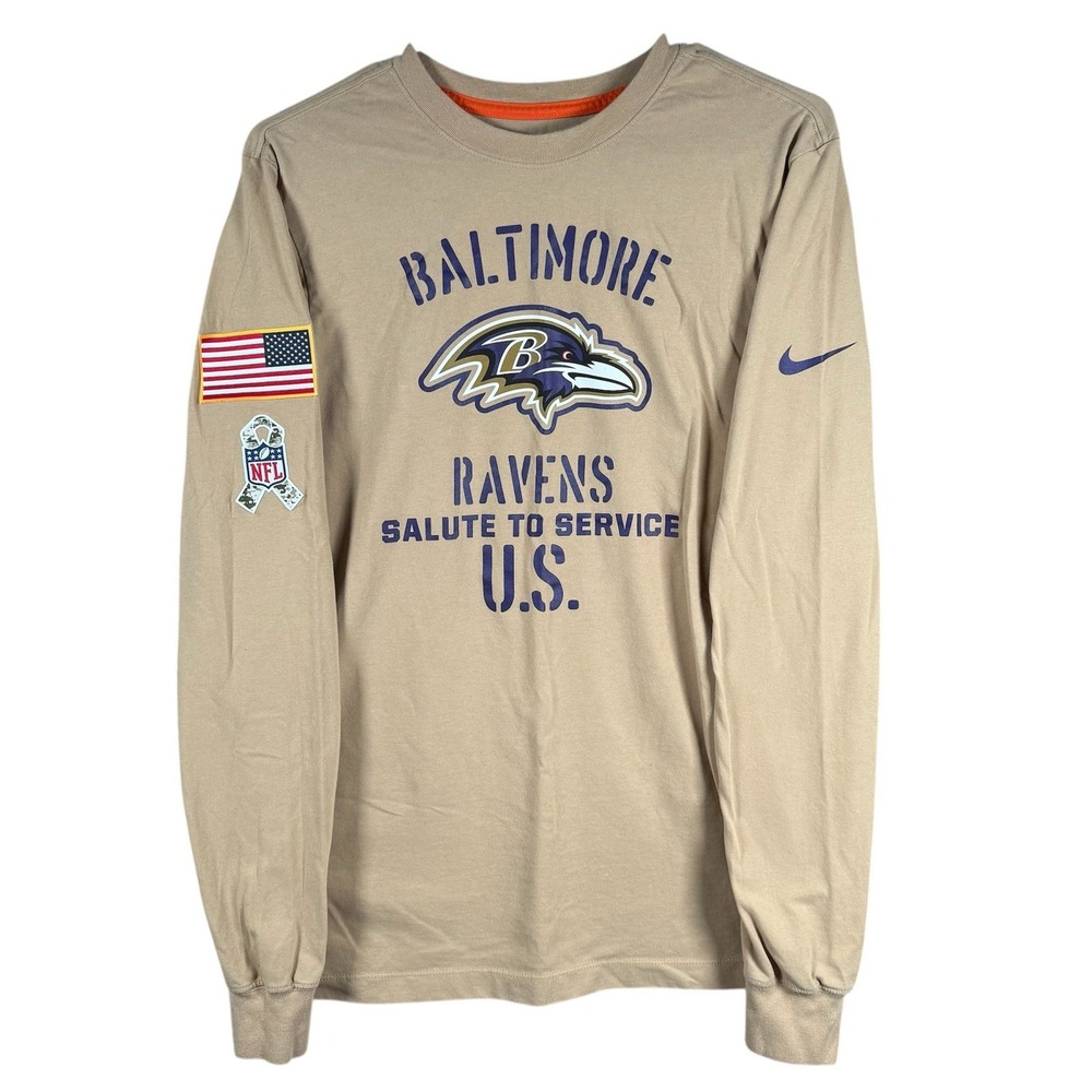 Nike Baltimore Ravens '19 Salute To Service Long Sleeve Shirt Men Small Tan